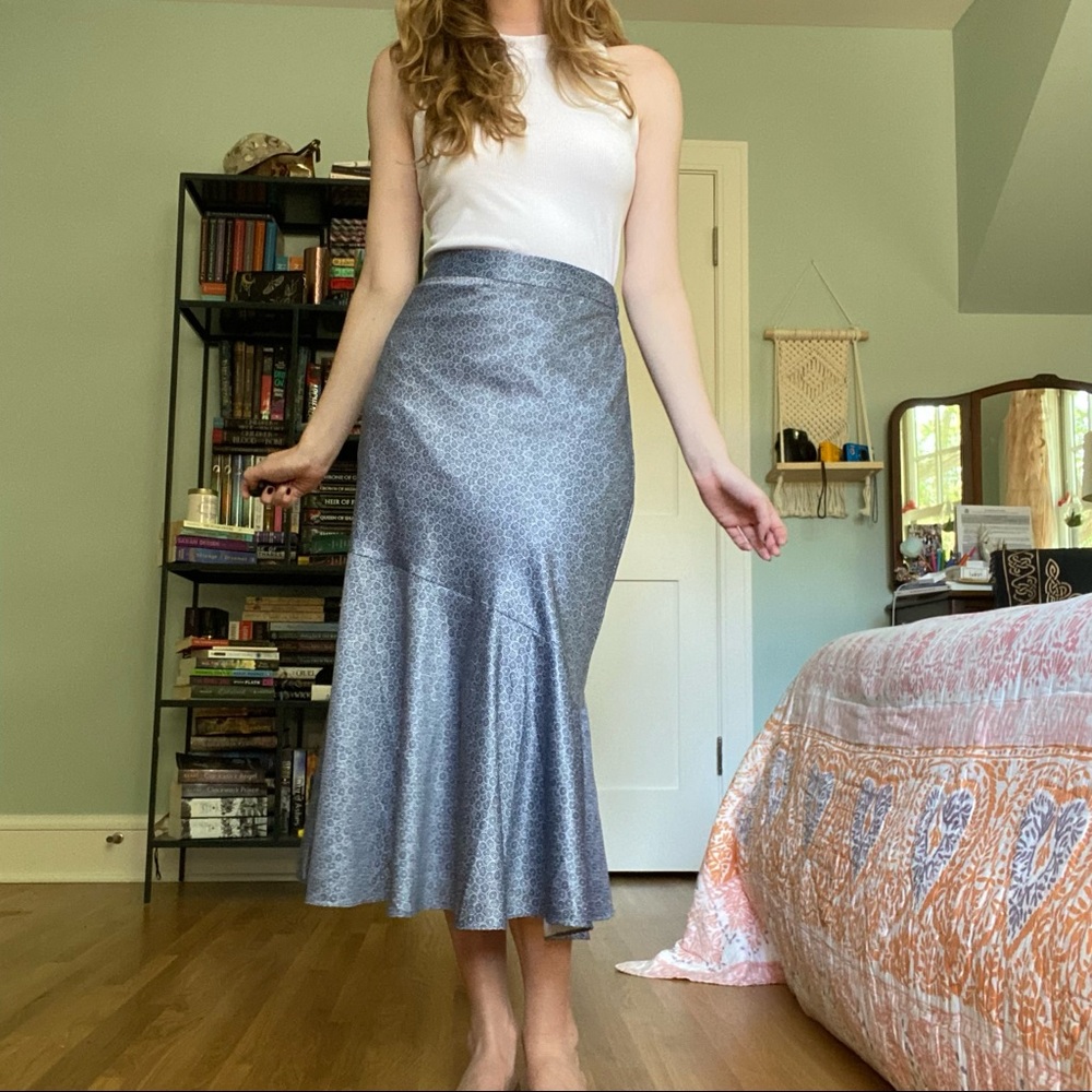 Blue and white slip skirt